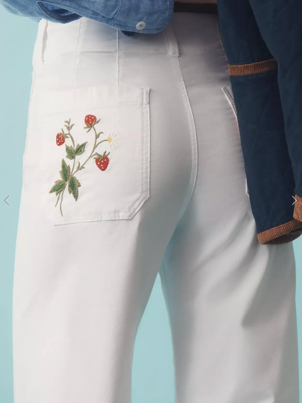 Maeve The Colette Pant 28 White Strawberry Embroidery Cottagecore Coquette Fruit
